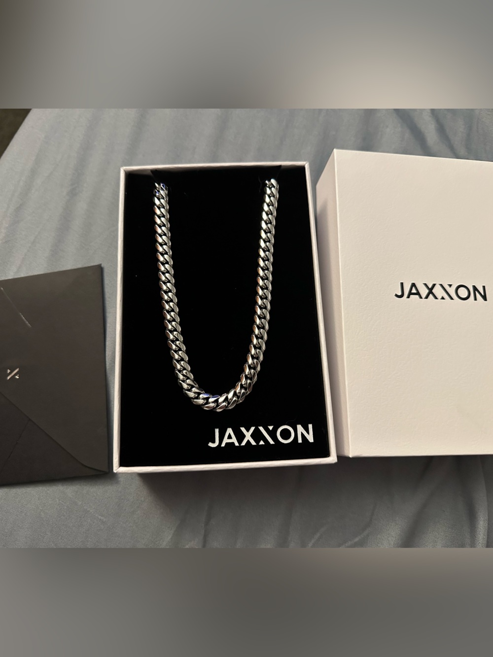JAXXON Men's Polished Silver Cuban Link Chain Necklace